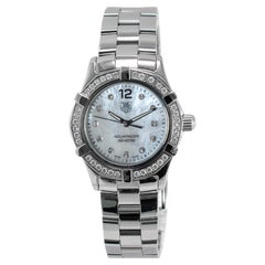 Tag Heuer Aquaracer 27MM WAF1416 Mopa Bisel de diamantes Acero inoxidable Reloj de señora