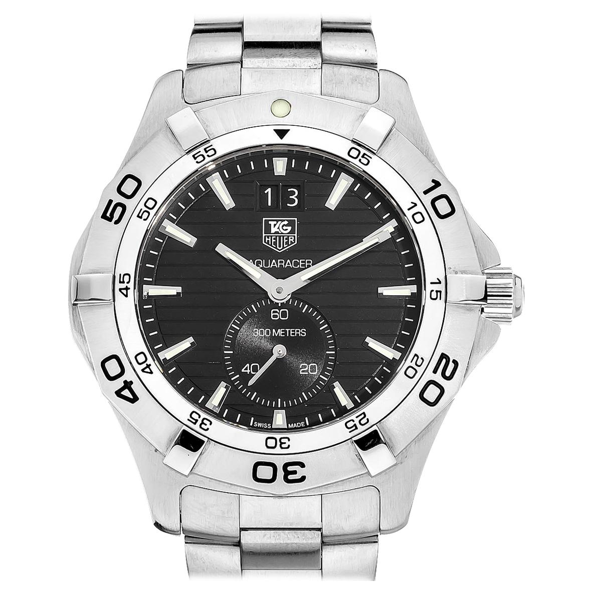 TAG Heuer Aquaracer 300M Black Dial Men
s Diver Stainless Steel Watch For Sale