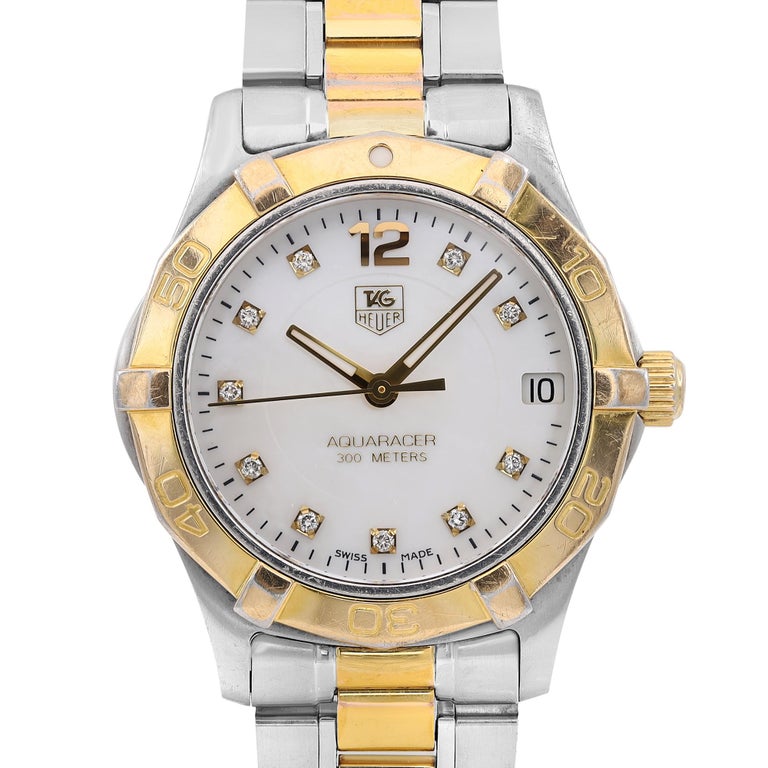 Reloj de cuarzo Tag Heuer Aquaracer de acero con diamantes y esfera MOP WAF1320.BB0820