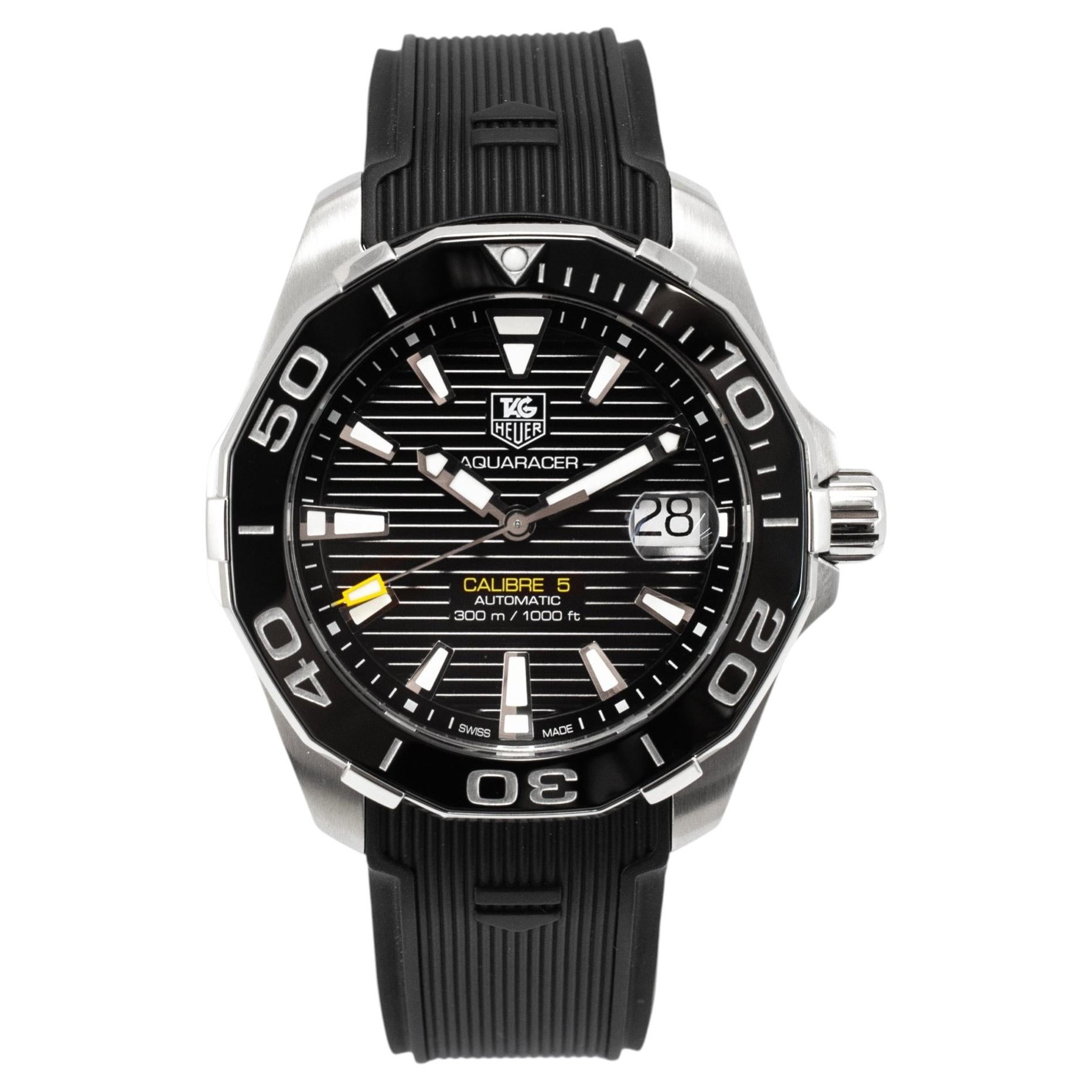 Reloj TAG Heuer Aquaracer de 41 mm, referencia way211a.ft6068, con esfera negra, correa de caucho y caja de acero