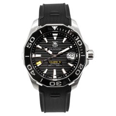 Orologio TAG Heuer Aquaracer 41 mm way211a.ft6068 con quadrante nero, cinturino in gomma e cassa in acciaio Steele