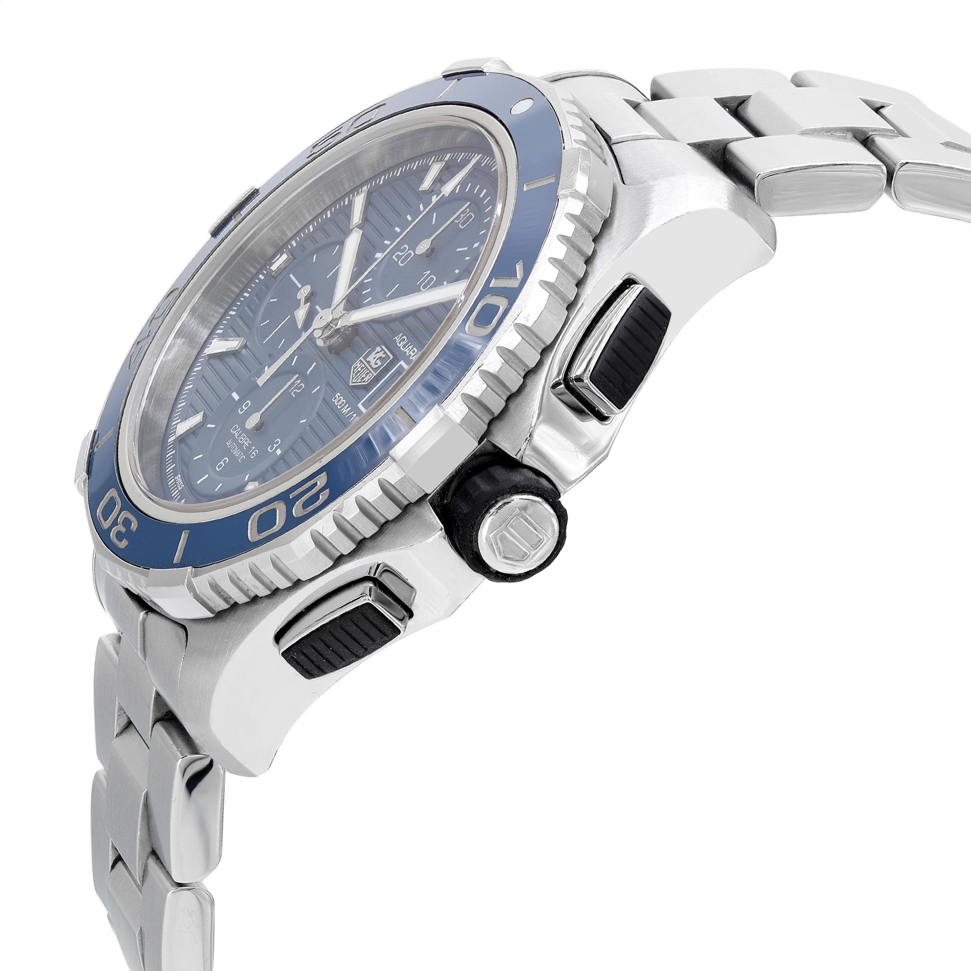 Tag Heuer Montre Aquaracer en acier avec cadran bleu en céramique pour hommes CAK2112.BA0833 Bon état - En vente à New York, NY