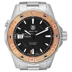 TAG Heuer Aquaracer Steel Rose Gold Black Dial Mens Watch WAJ2150