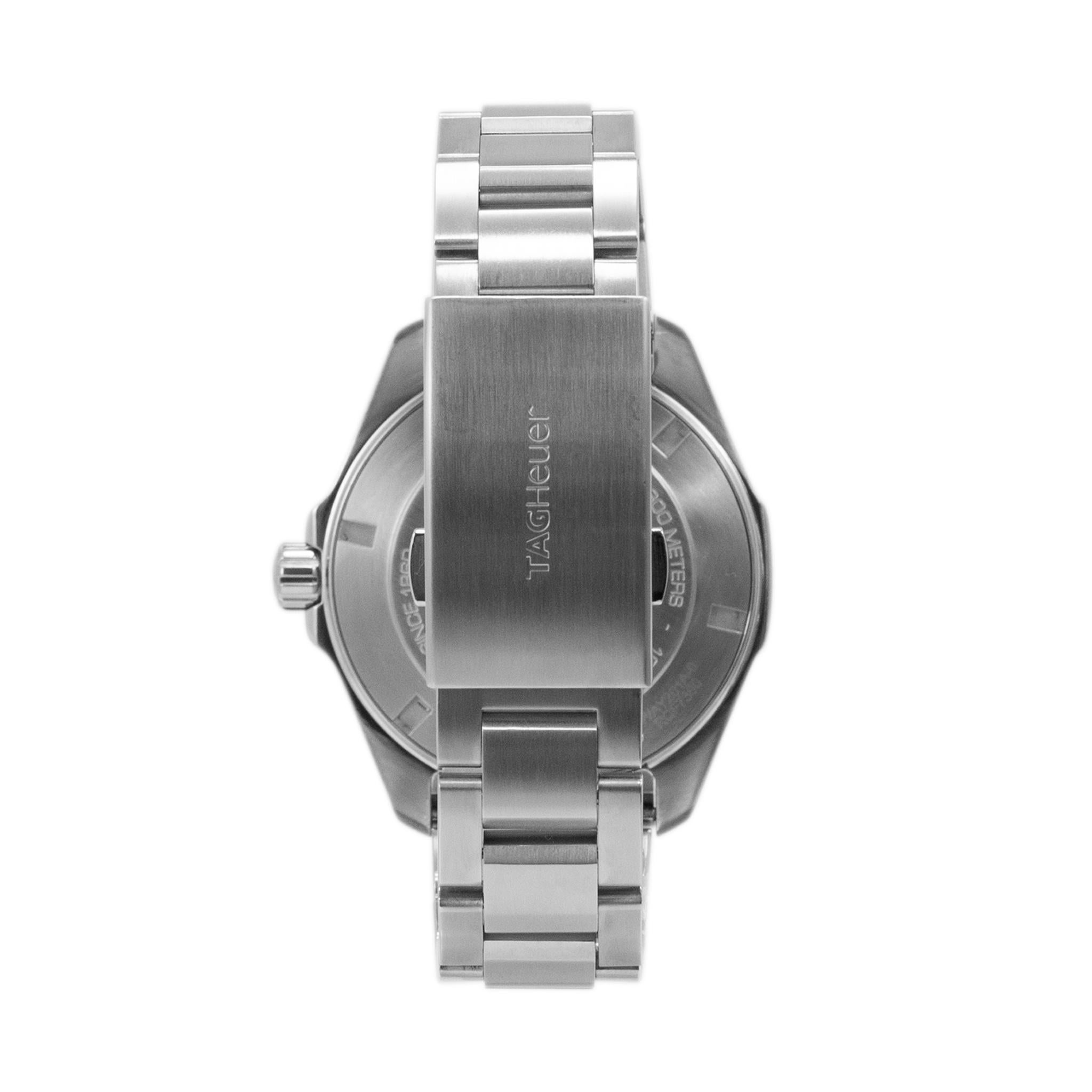 TAG Heuer Aquaracer 43MM WAY101A Schwarzes Zifferblatt 300M Automatikuhr aus Edelstahl im Angebot 1
