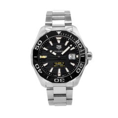 TAG Heuer Aquaracer 43MM WAY101A Schwarzes Zifferblatt 300M Automatikuhr aus Edelstahl