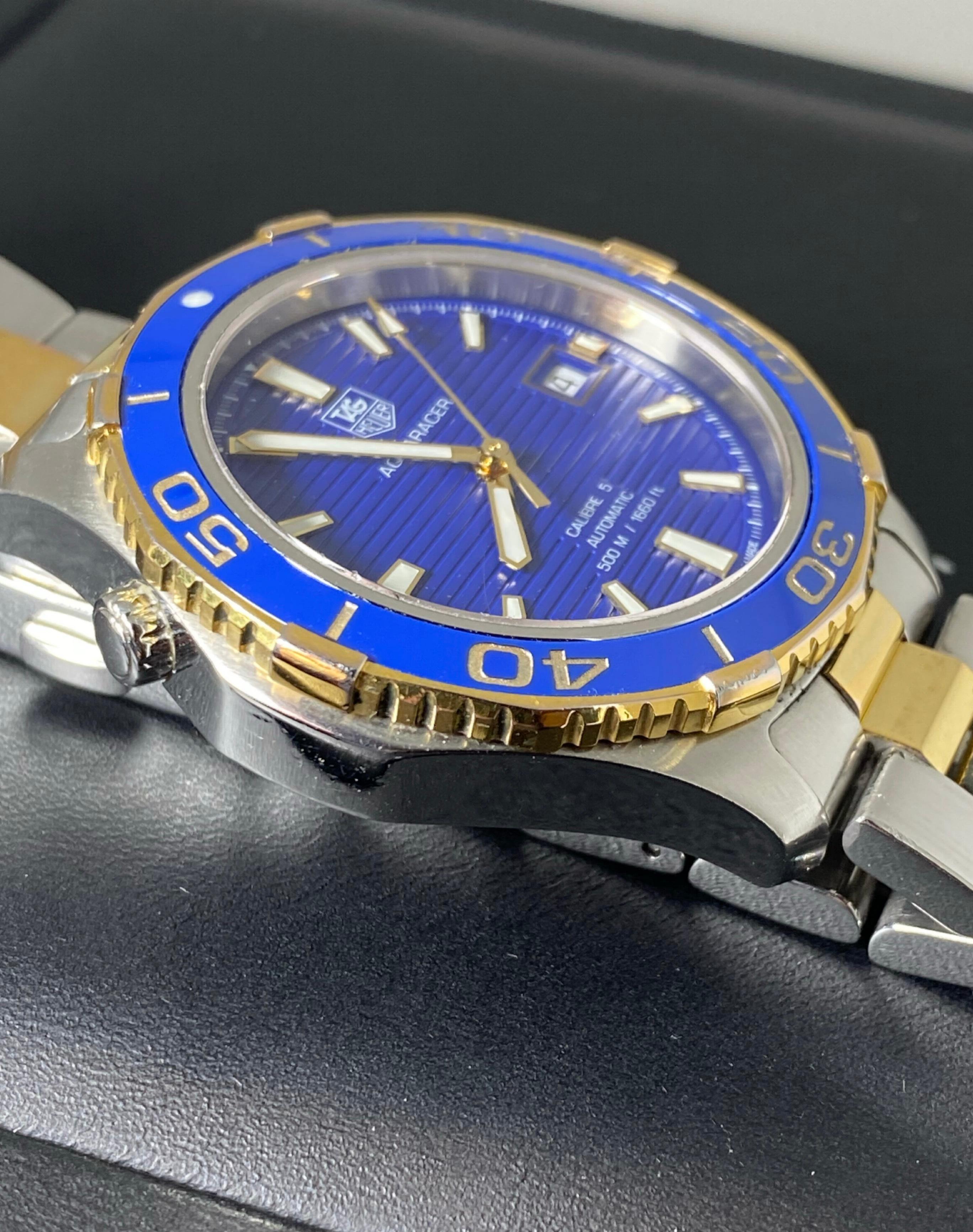 TAG Heuer Aquaracer 500m ref WAK2120 Cal 5 Automatic Two-Tone Gold & Steel Watch In Excellent Condition For Sale In MELBOURNE, AU