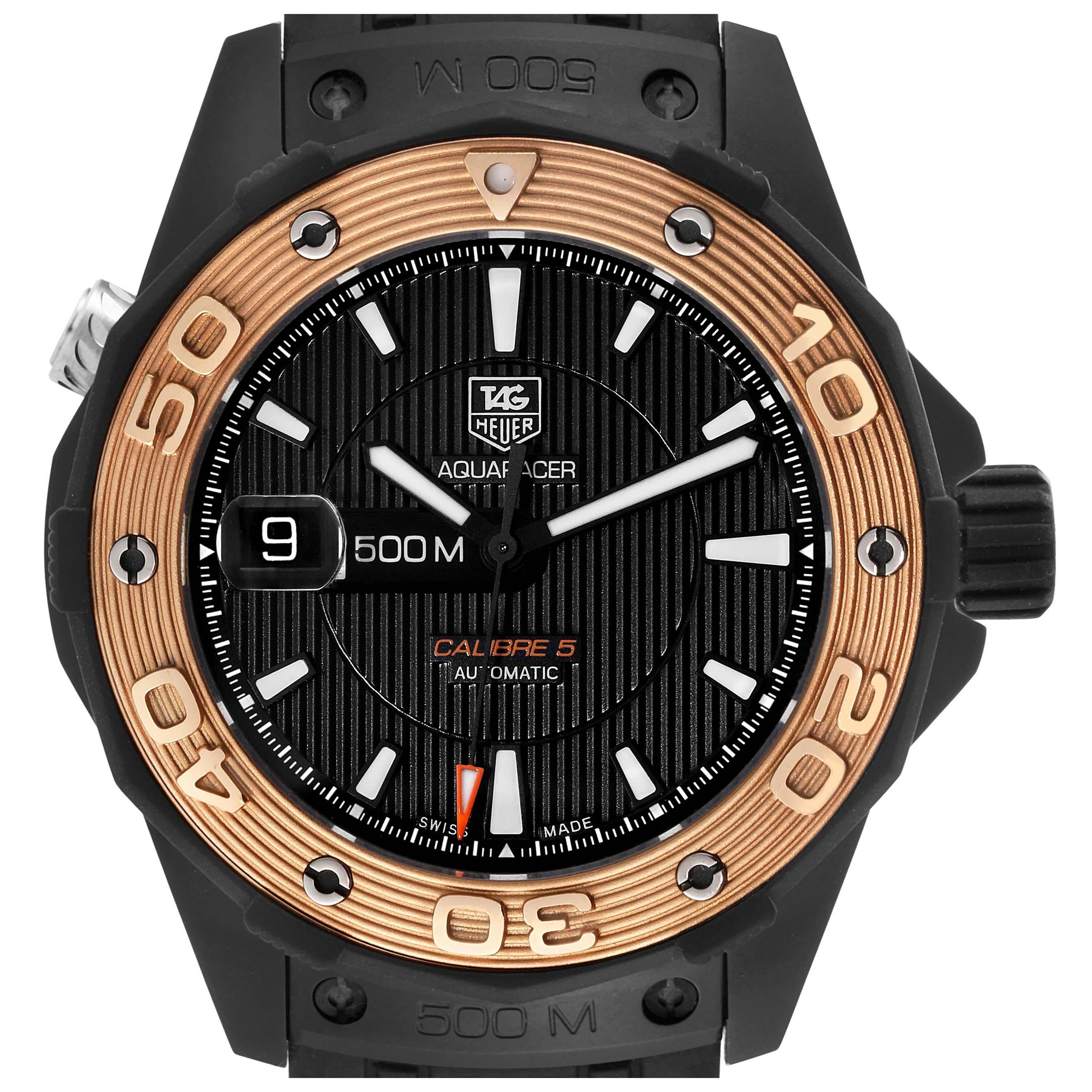 Tag Heuer Aquaracer 500m Titanio Oro Rosa Reloj de caballero WAJ2182 Caja Tarjeta