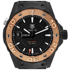 Tag Heuer Aquaracer 500m Titanium Rose Gold Mens Watch WAJ2182 Box Card