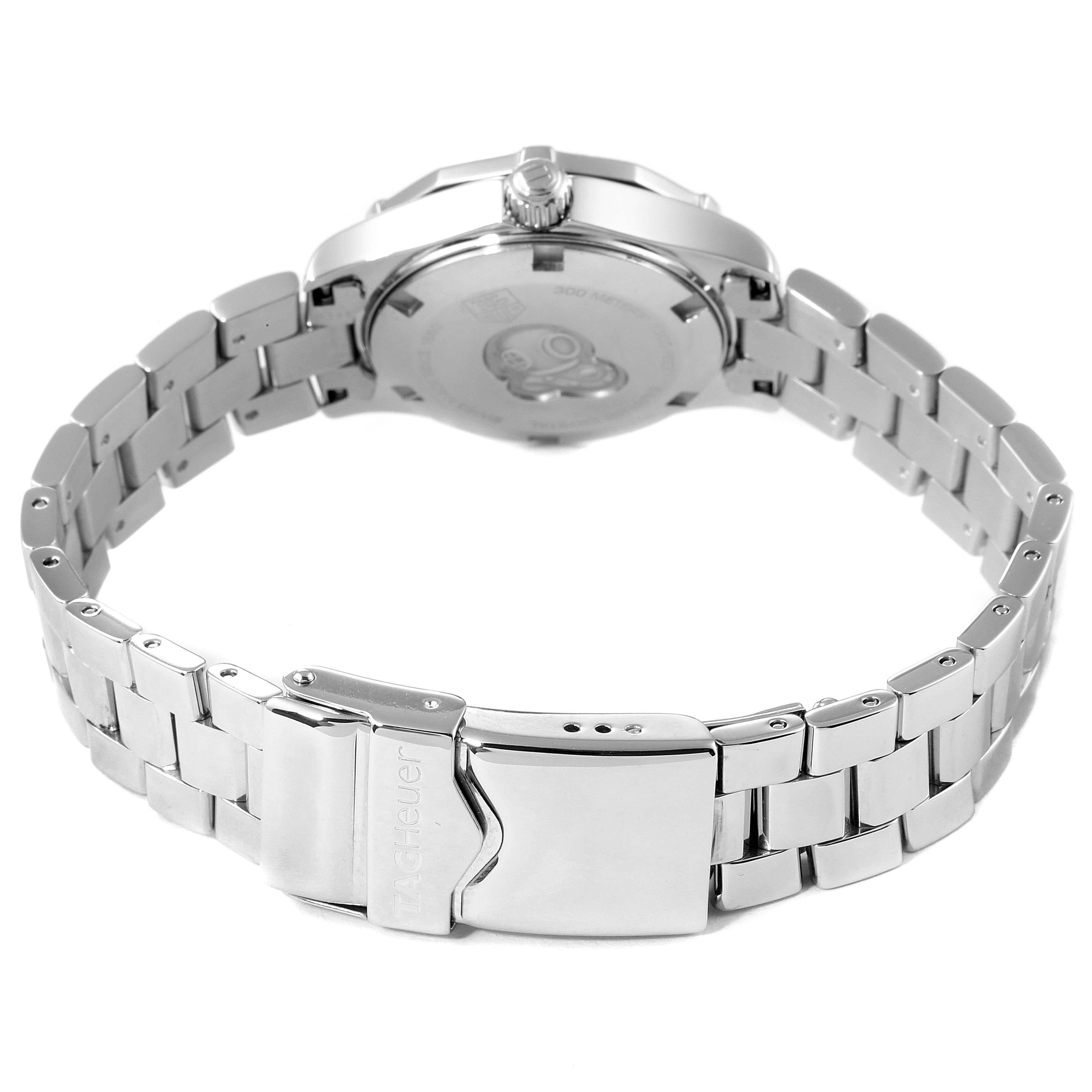 TAG Heuer Aquaracer Damenuhr aus Stahl mit schwarzem Zifferblatt und Diamant WAF141D im Angebot 5