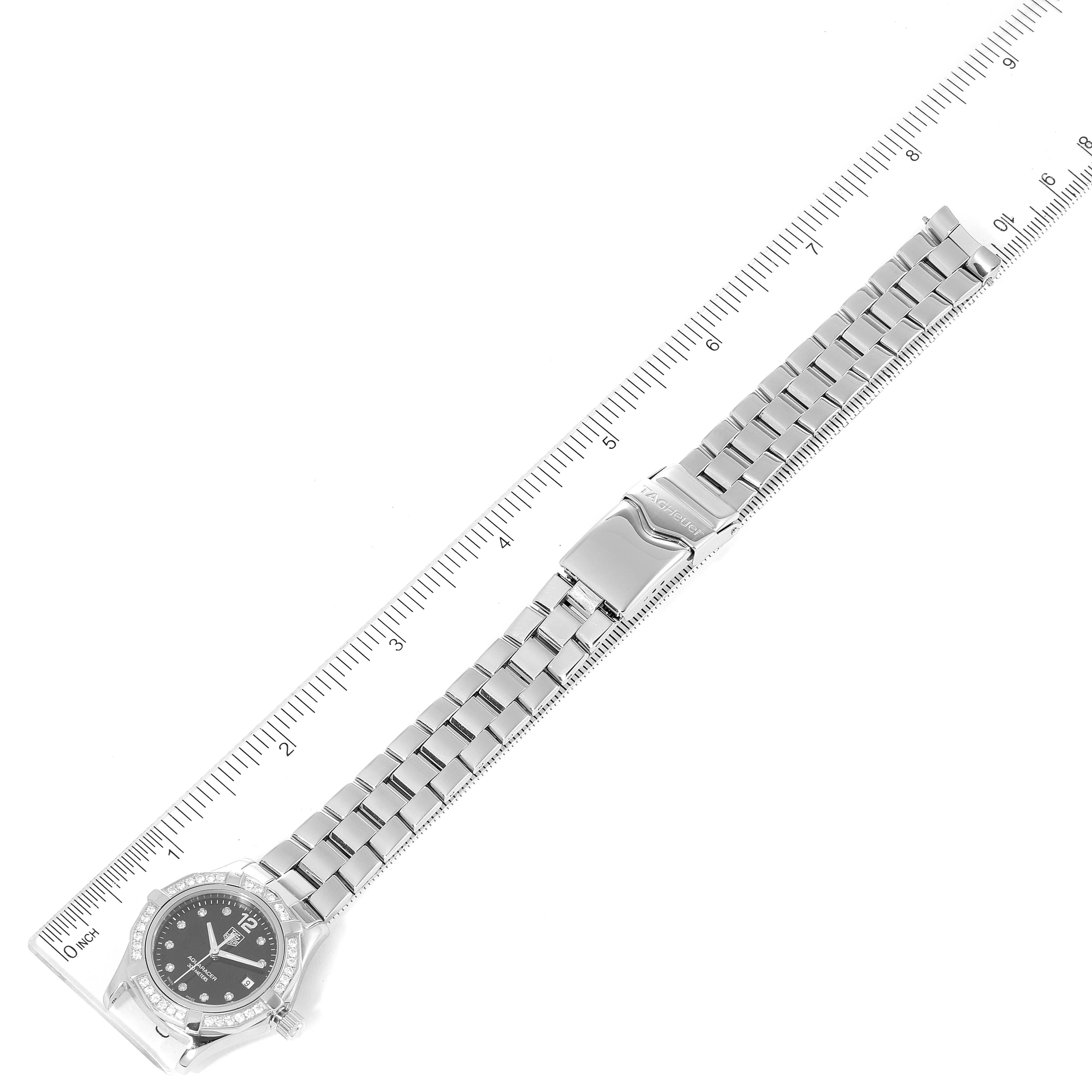 TAG Heuer Aquaracer Damenuhr aus Stahl mit schwarzem Zifferblatt und Diamant WAF141D im Angebot 6