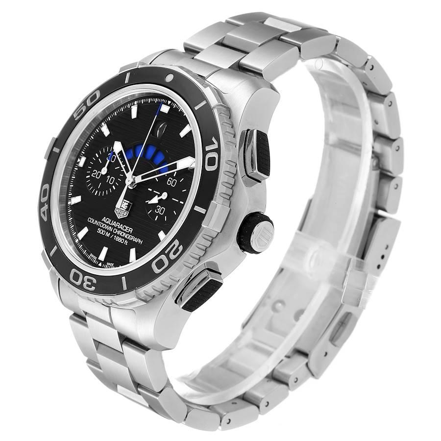 Men's TAG Heuer Aquaracer Black Dial Steel Mens Watch CAK211A Box Card For Sale