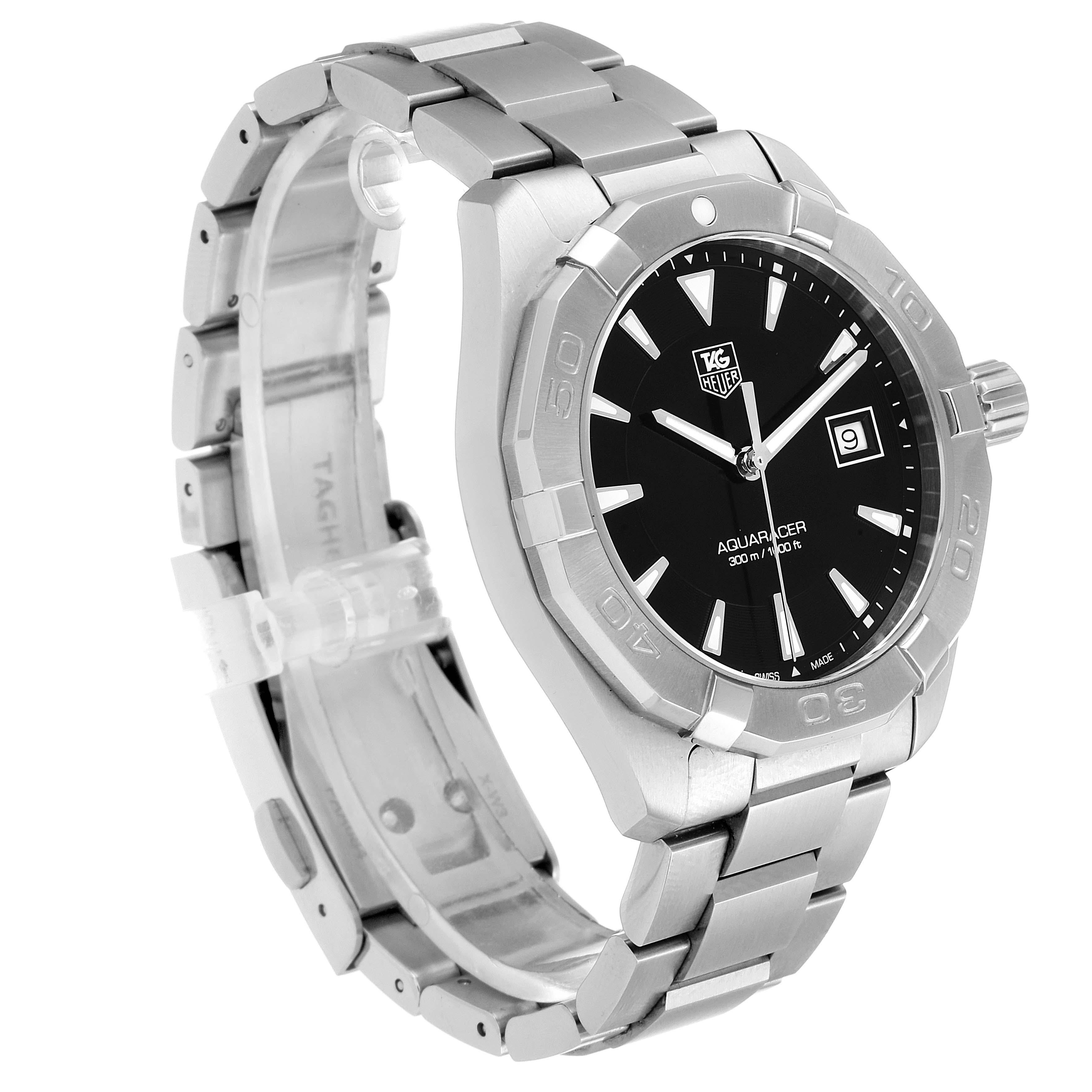 Tag Heuer Aquaracer Black Dial Steel Mens Watch WAY1110 In Excellent Condition In Atlanta, GA