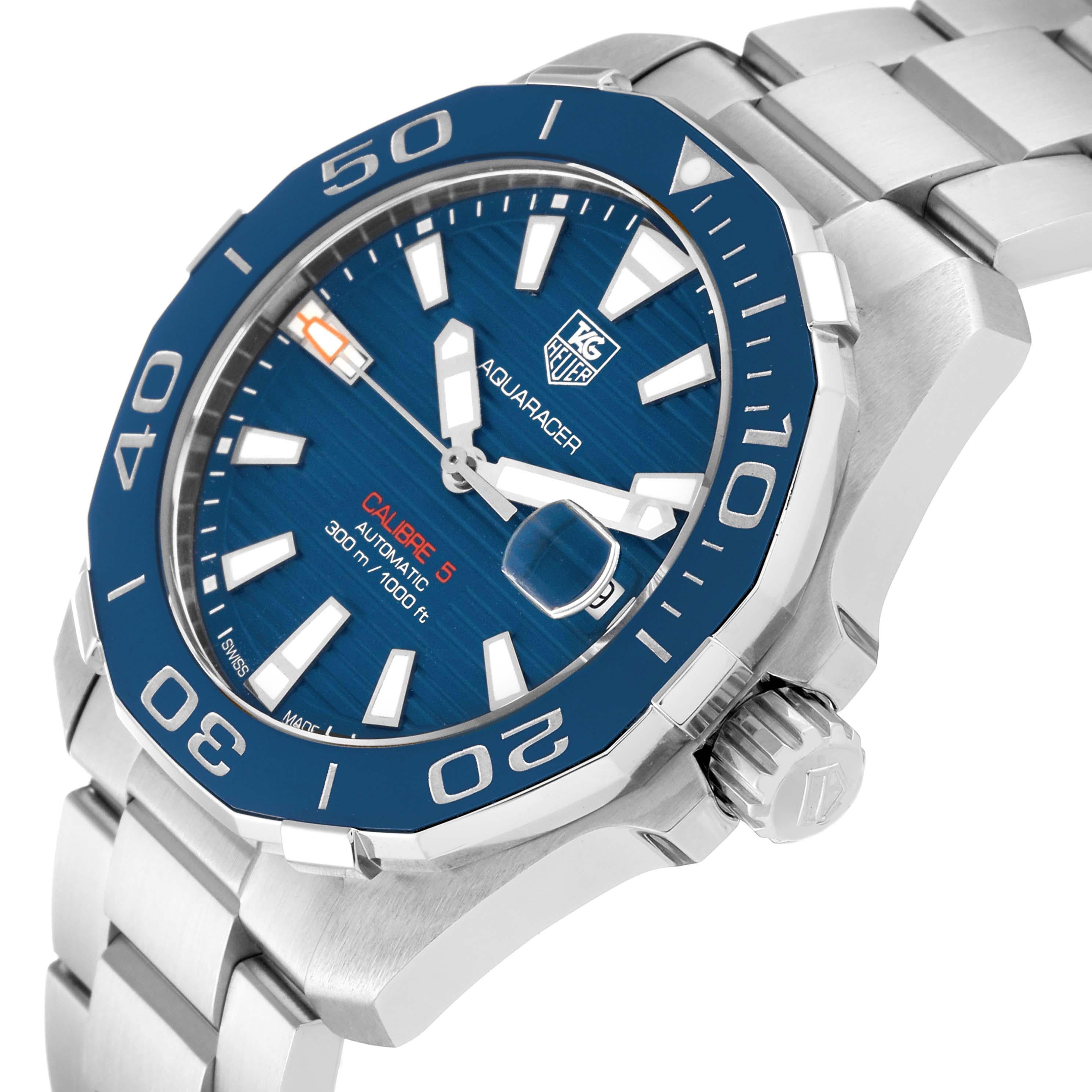 Tag Heuer Aquaracer Blue Dial Automatic Steel Mens Watch WAY211C 1