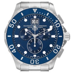Tag Heuer Aquaracer Blue Dial Chronograph Mens Watch CAN1011 Box Card