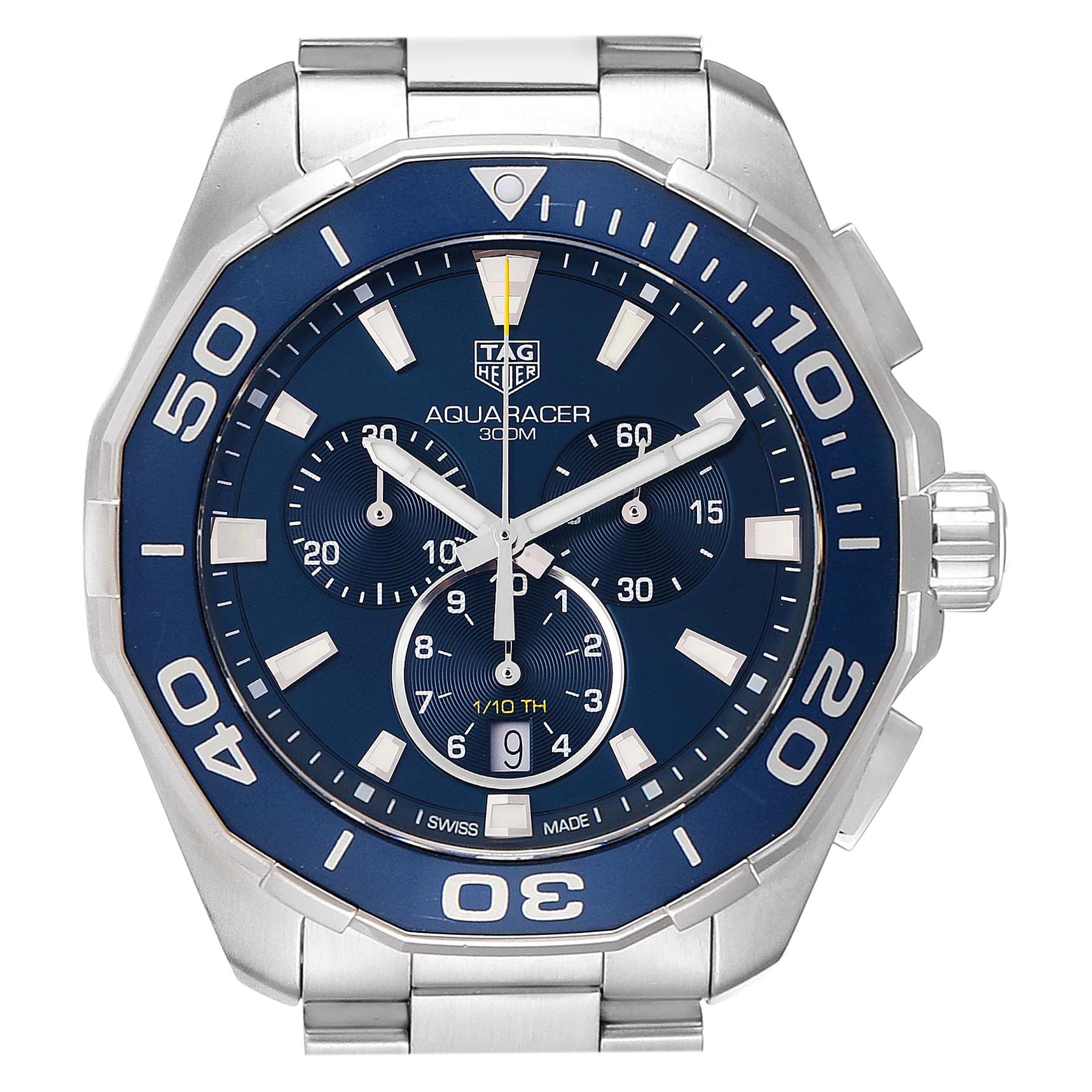 TAG Heuer Aquaracer Blue Dial Chronograph Men’s Watch CAY111B Box Card