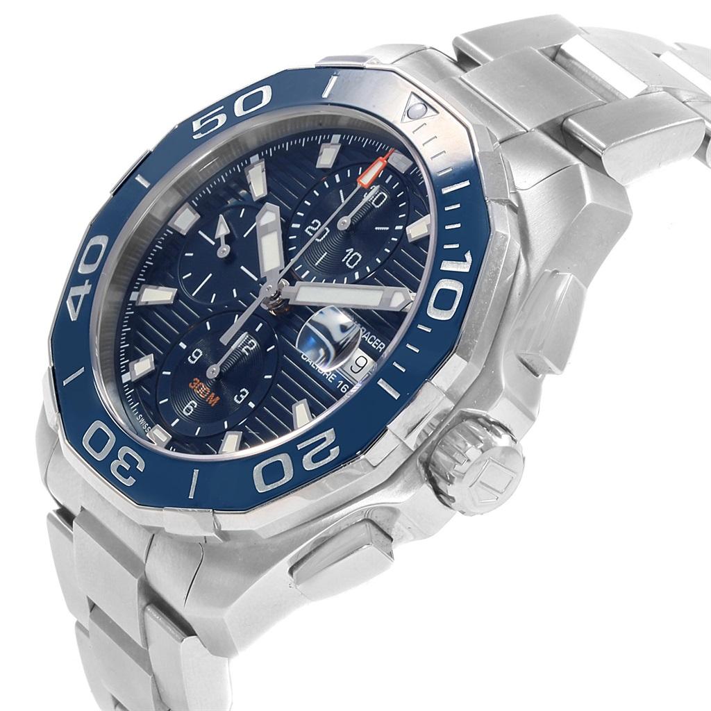 TAG Heuer Aquaracer Blue Dial Chronograph Steel Men's Watch CAY211B For Sale 1