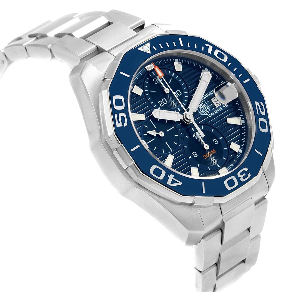 TAG Heuer Aquaracer Blue Dial Chronograph Steel Men's Watch CAY211B For Sale 3