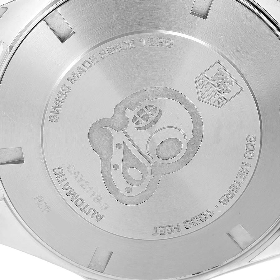 Tag Heuer Aquaracer Blue Dial Steel Chronograph Mens Watch CAY211B Box Card For Sale 2