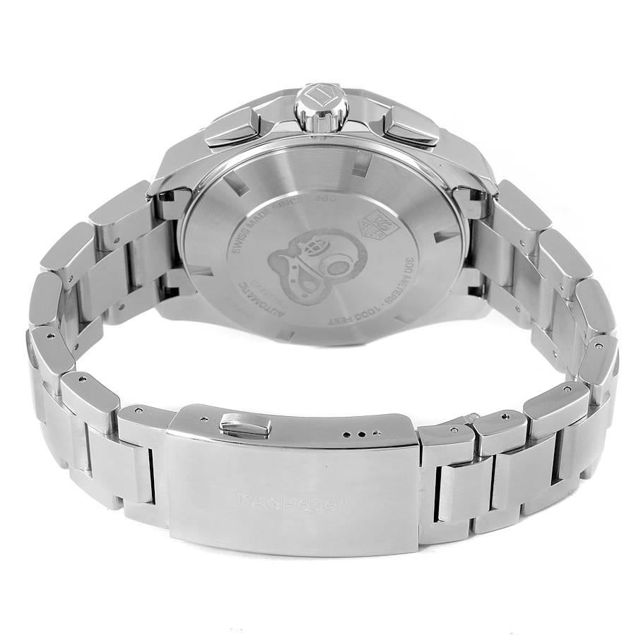 Tag Heuer Aquaracer Blue Dial Steel Chronograph Mens Watch CAY211B Box Card For Sale 3