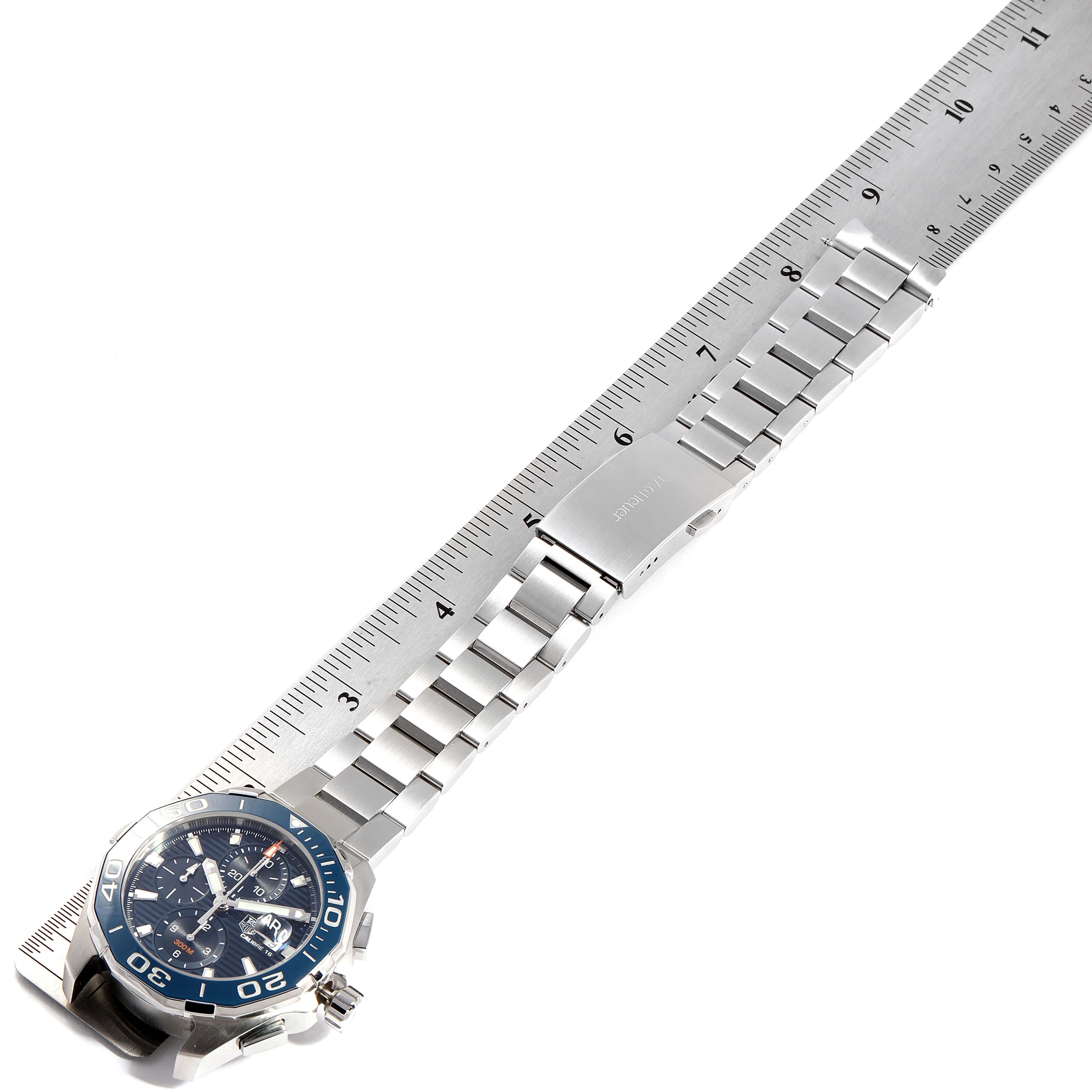 TAG Heuer Aquaracer Blue Dial Steel Men's Watch CAY211B Box Card For Sale 5