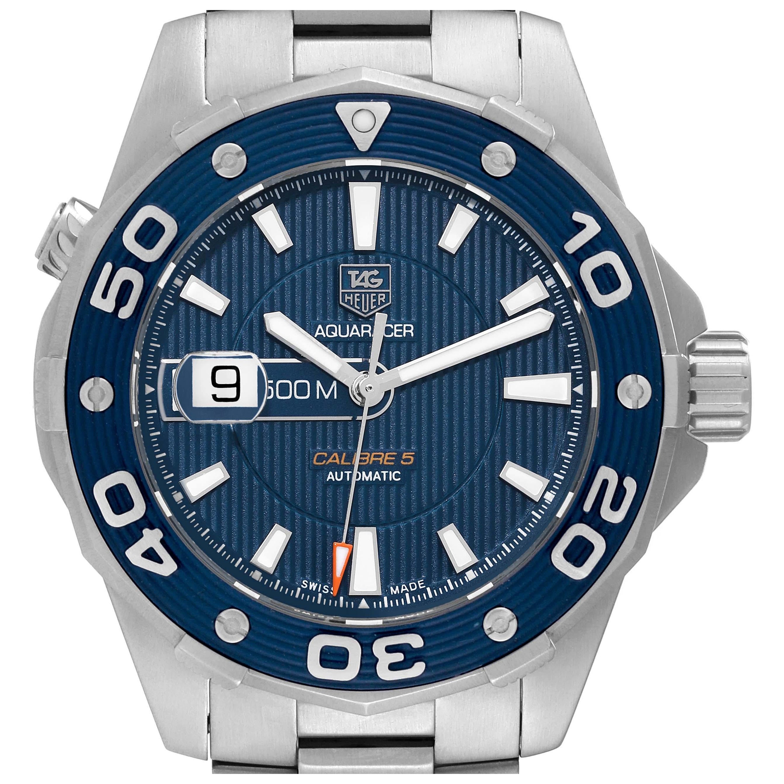 Tag Heuer Aquaracer Blue Dial Steel Mens Watch WAJ2112