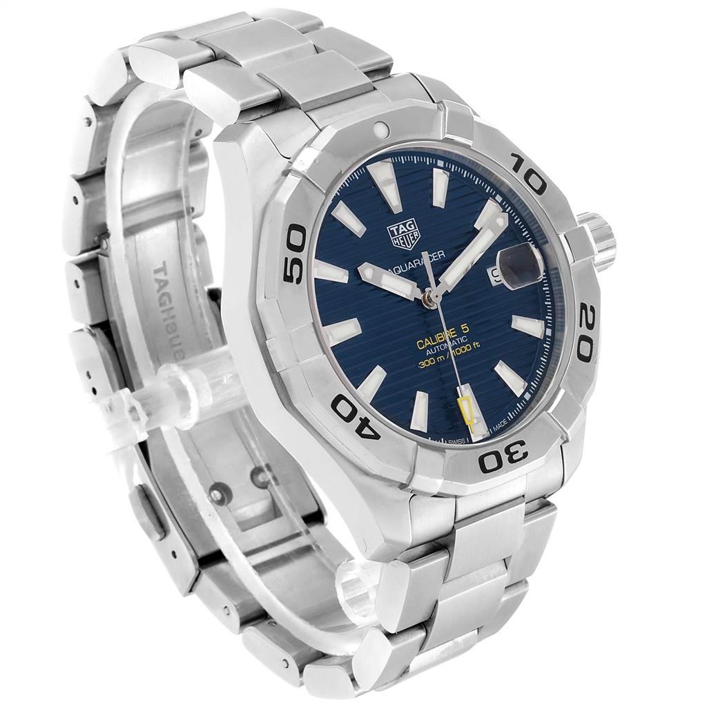 TAG Heuer Aquaracer Blue Dial Steel Men’s Watch WAY2012 In Excellent Condition For Sale In Atlanta, GA