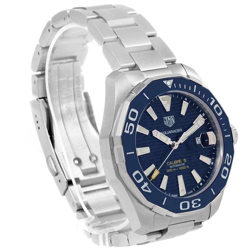 TAG Heuer Aquaracer Blue Dial Steel Men’s Watch WAY201B In Excellent Condition For Sale In Atlanta, GA