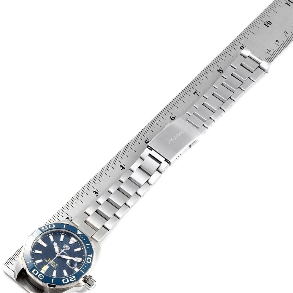 TAG Heuer Aquaracer Blue Dial Steel Men’s Watch WAY201B For Sale 4