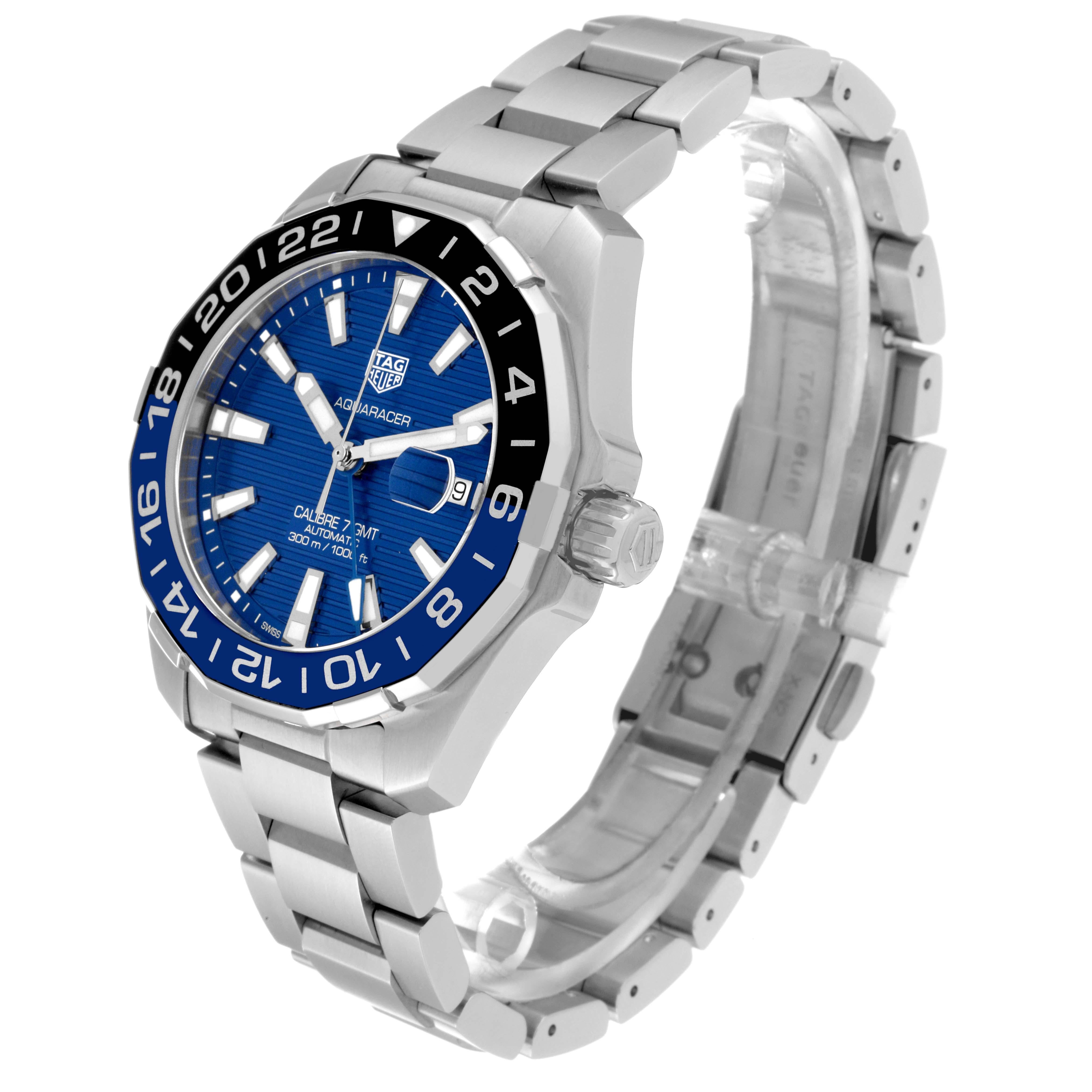 Men's Tag Heuer Aquaracer Blue Dial Steel Mens Watch WAY201T For Sale