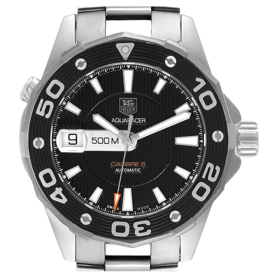 TAG Heuer Montre Aquaracer Calibre 5 500M avec cadran noir en acier pour hommes WAJ2114