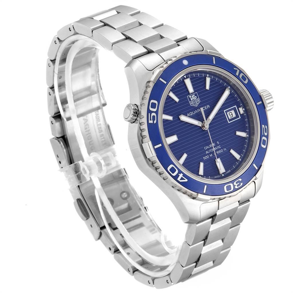 TAG Heuer Aquaracer Calibre 5 500M Blue Dial Steel Men's Watch WAK2111 Box Card 2