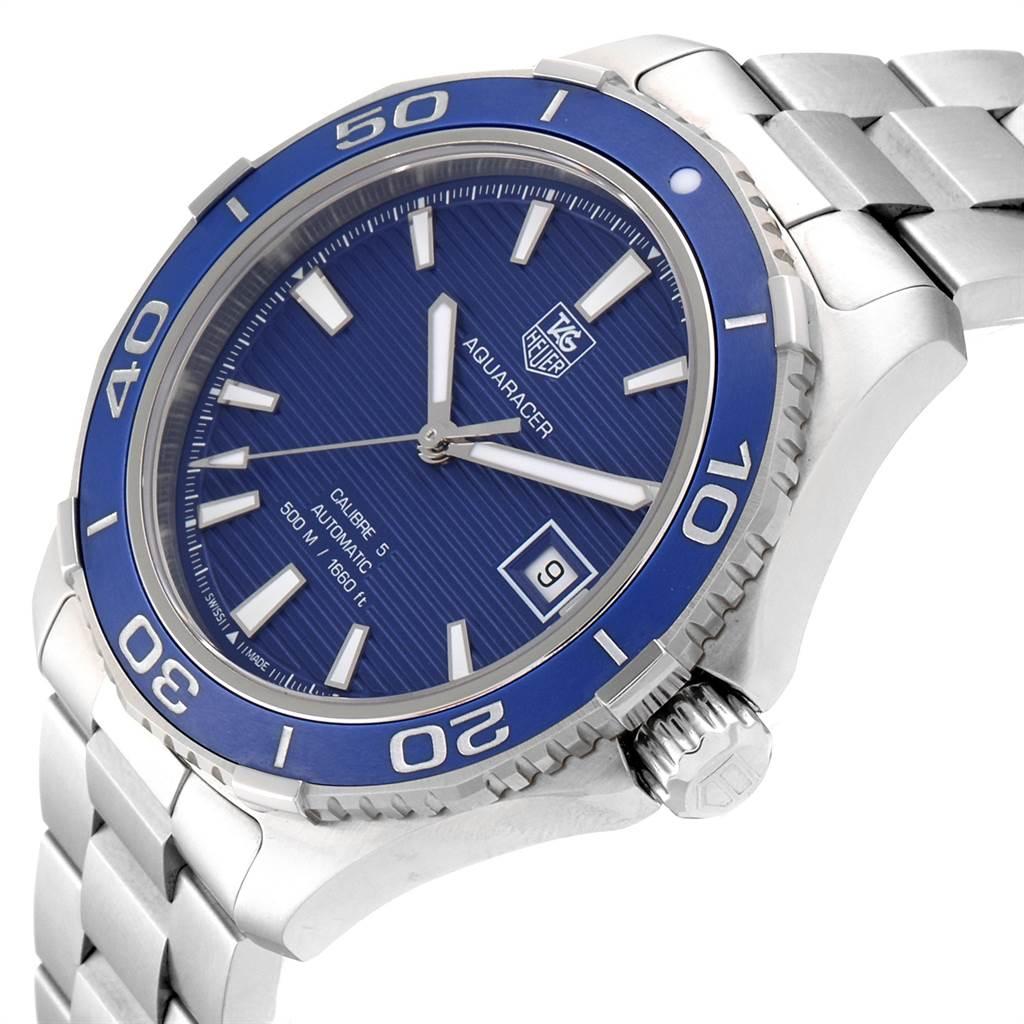 TAG Heuer Aquaracer Calibre 5 500M Blue Dial Steel Men's Watch WAK2111 Box Card 3