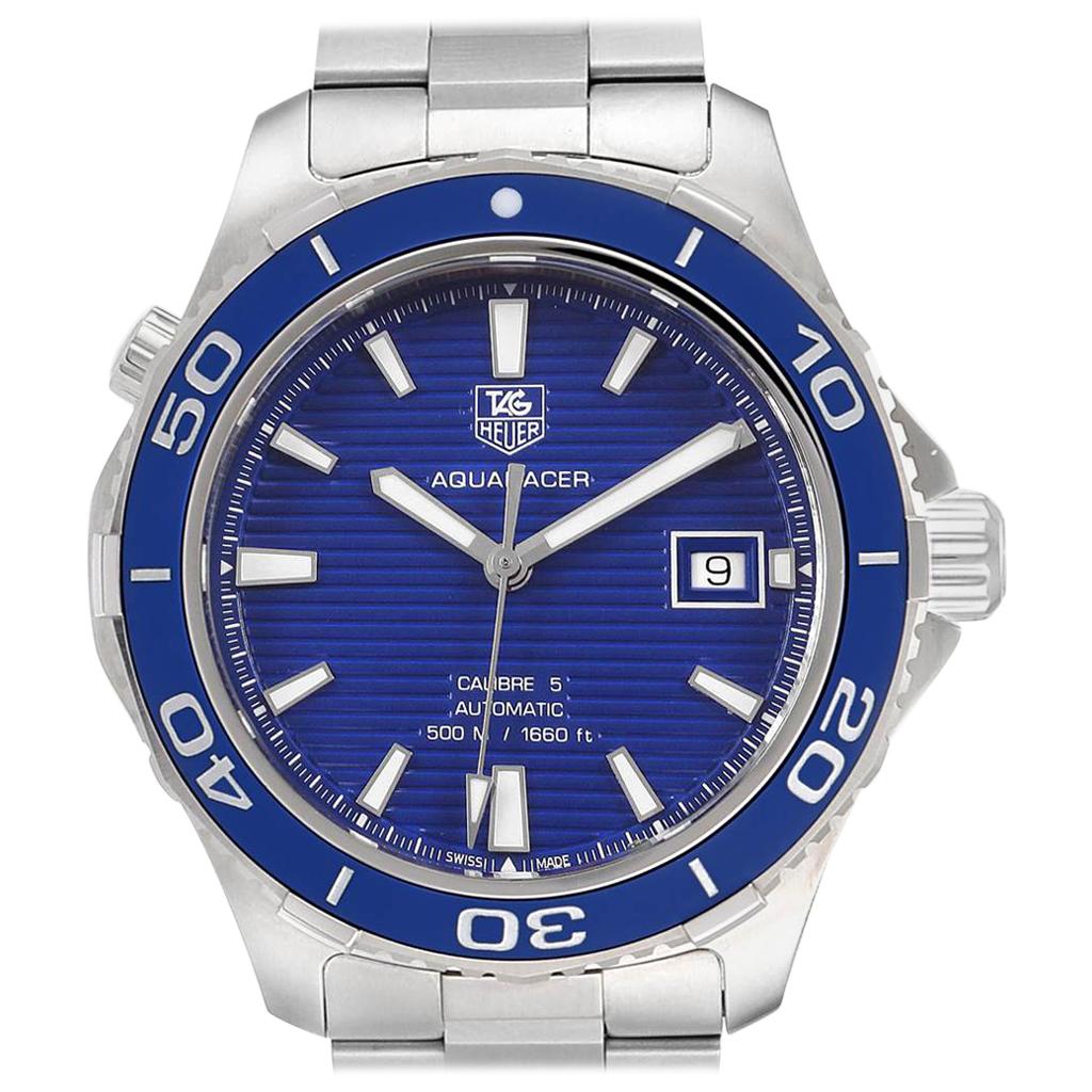 TAG Heuer Aquaracer Calibre 5 500M Blue Dial Steel Men's Watch WAK2111 Box Card