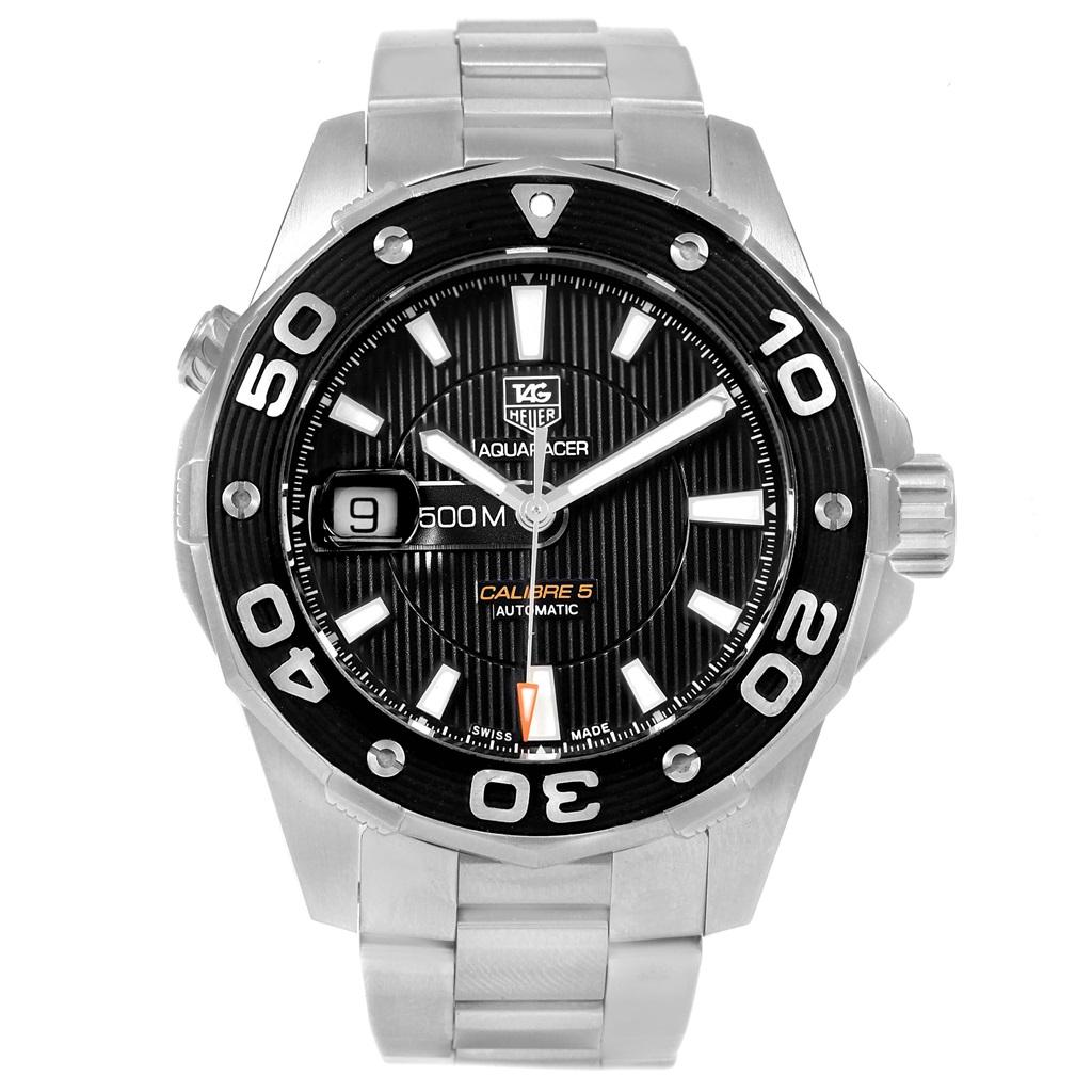 Reloj TAG Heuer Aquaracer Calibre 5 500M de acero para hombre WAJ2110 en Excelente estado para la venta en Atlanta, GA