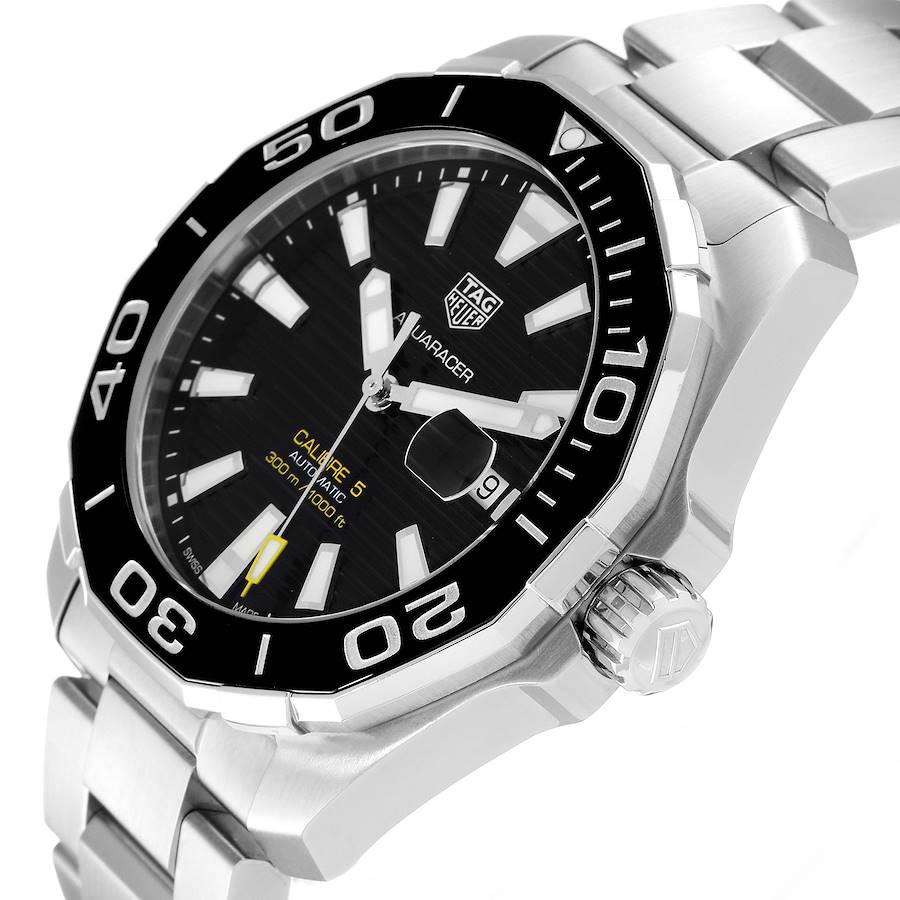 Tag Heuer Aquaracer Calibre 5 Black Dial Mens Watch WAY201A Box Card For Sale 1