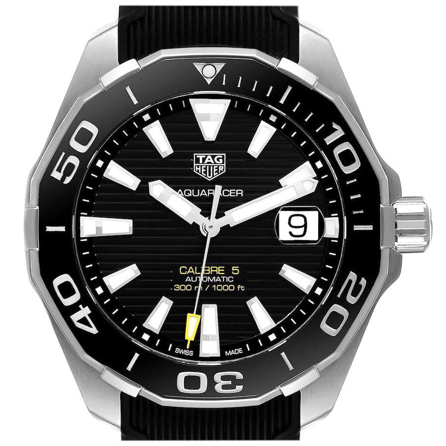 Tag Heuer Aquaracer Calibre 5 Black Dial Mens Watch WAY201A Box Card