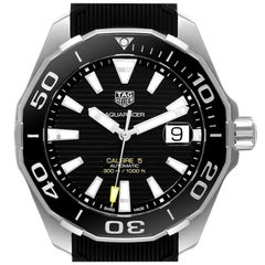 Tag Heuer Aquaracer Calibre 5 Black Dial Mens Watch WAY201A Box Card