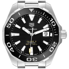 Tag Heuer Aquaracer Calibre 5 Black Dial Steel Mens Watch WAY201A Box Card