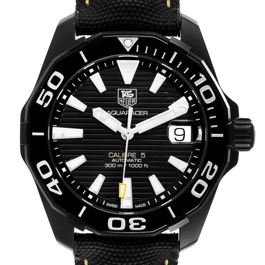 Tag Heuer Aquaracer Calibre 5 PVD Steel Mens Watch WAY218A Box Card For Sale