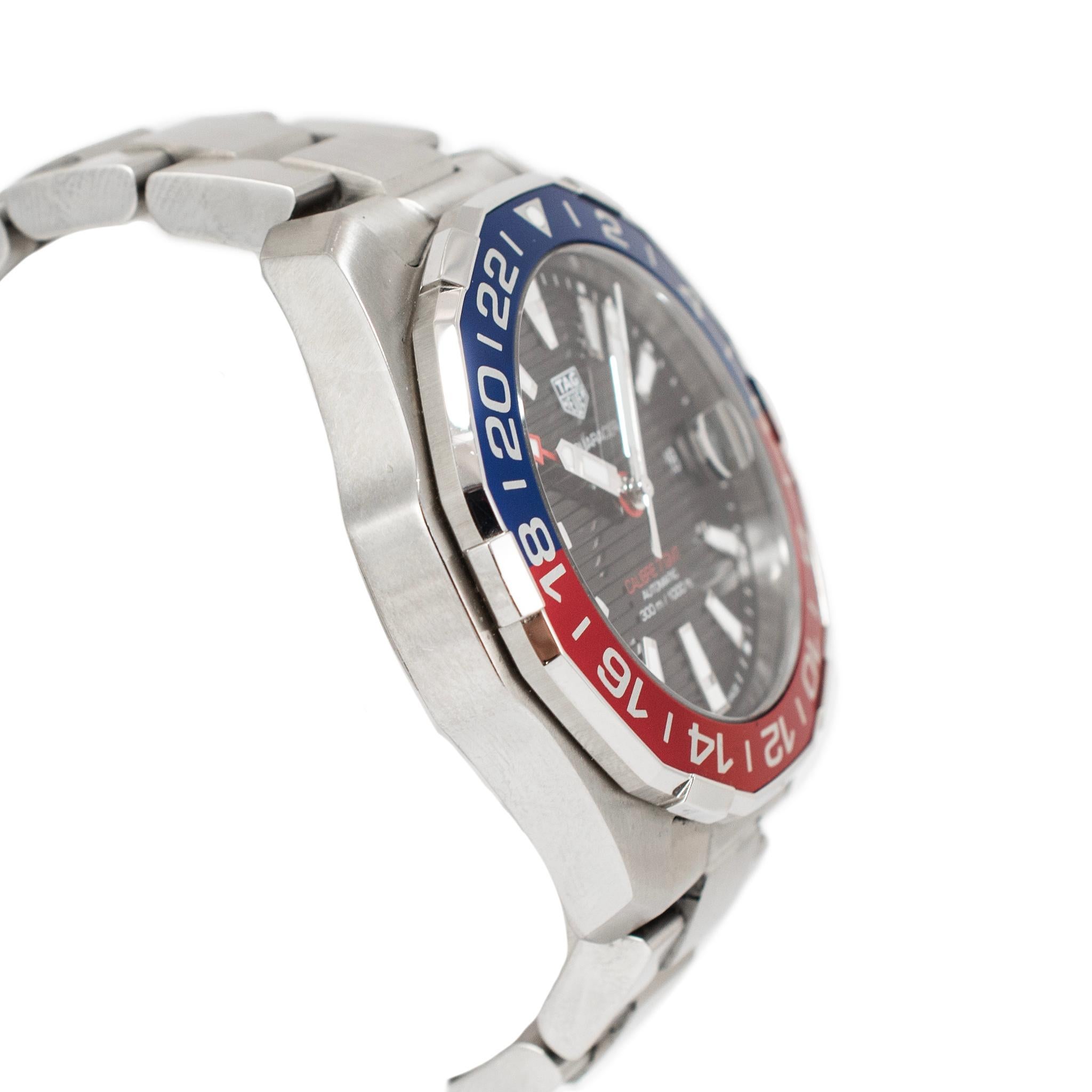 TAG HEUER Aquaracer GMT 43MM WAY201F.BA0927 Pepsi 300M Acero Reloj Automático en Excelente Estado en Houston, TX