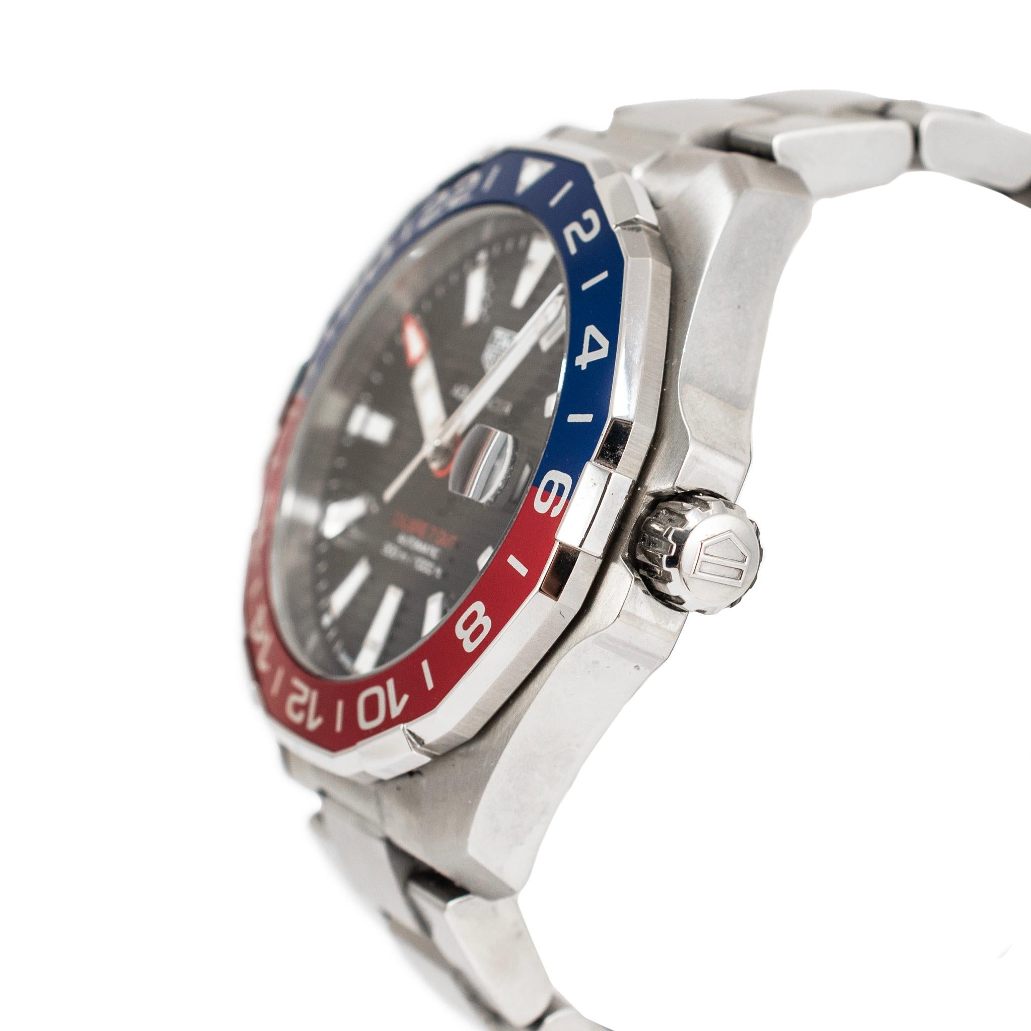 De los hombres TAG HEUER Aquaracer GMT 43MM WAY201F.BA0927 Pepsi 300M Acero Reloj Automático
