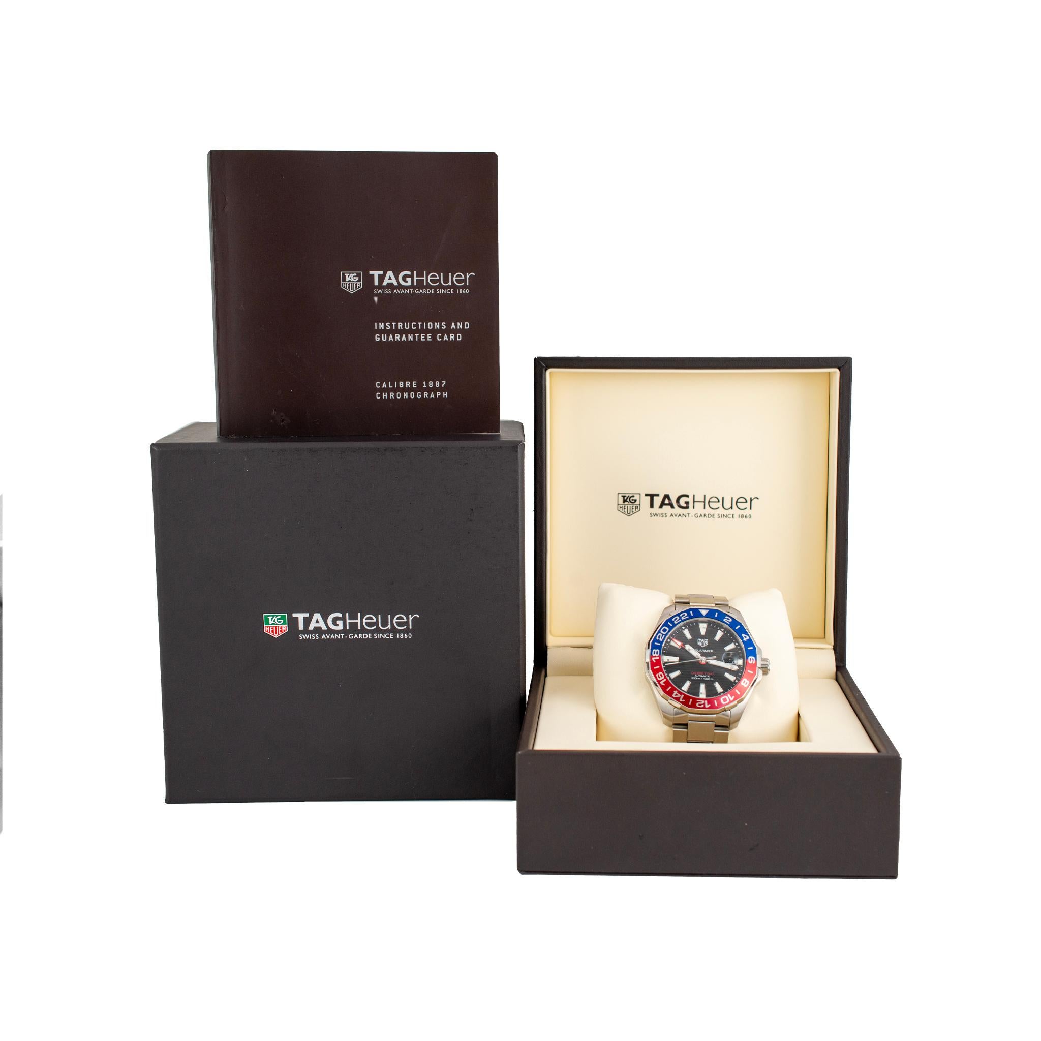 TAG HEUER Aquaracer GMT 43MM WAY201F.BA0927 Pepsi 300M Acero Reloj Automático 3