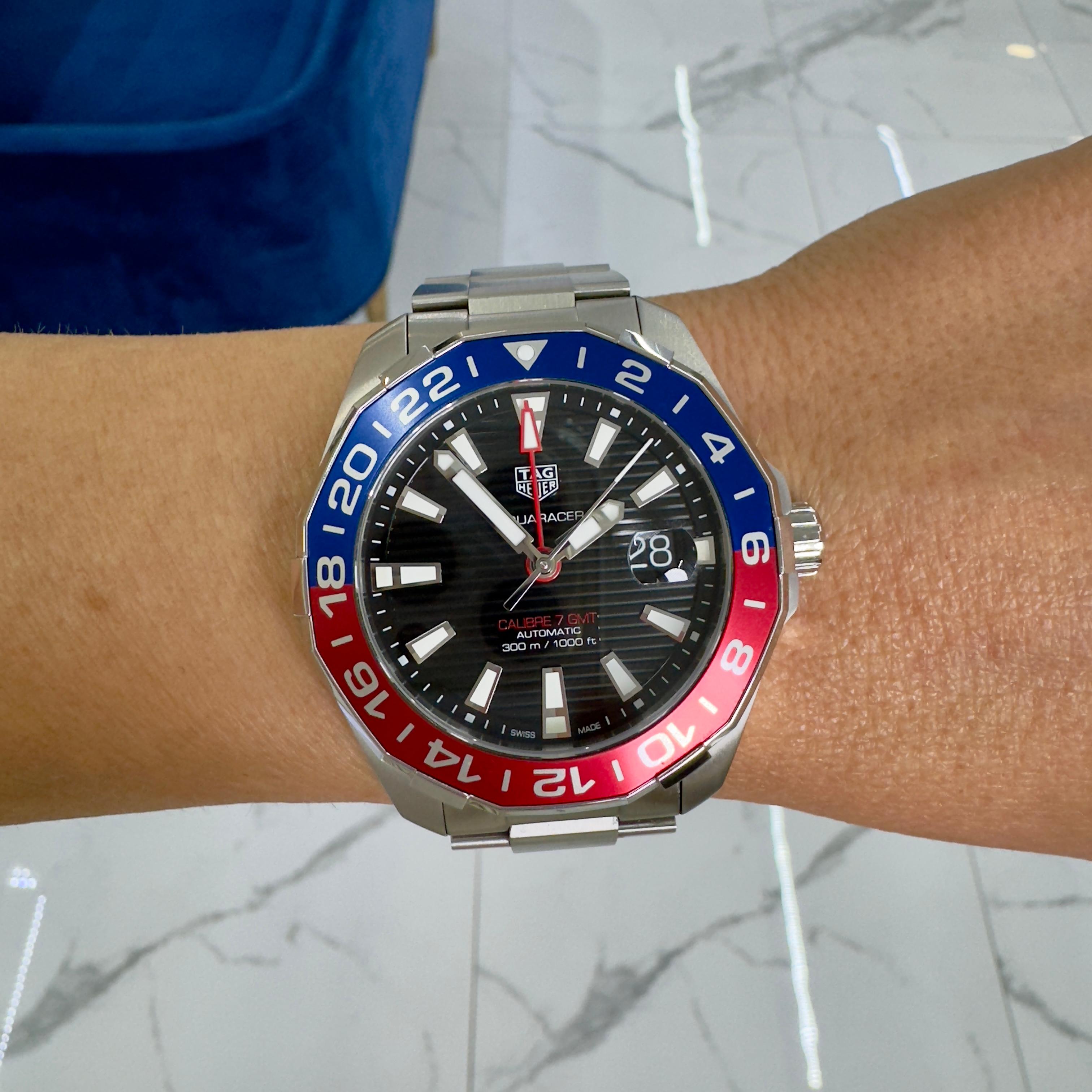 TAG HEUER Aquaracer GMT 43MM WAY201F.BA0927 Pepsi 300M Acero Reloj Automático 5