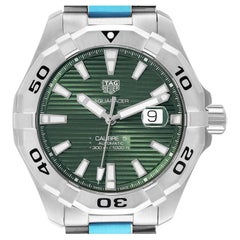 Used Tag Heuer Aquaracer Green Dial Steel Mens Watch WAY2015 Unworn