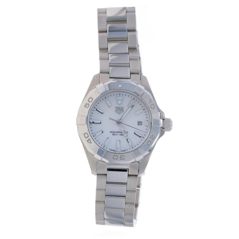 Tag Heuer Aquaracer Ladies Wristwatch WBD1411 Stainless Quartz 1 Yr Warranty In Excellent Condition For Sale In Greensboro, NC