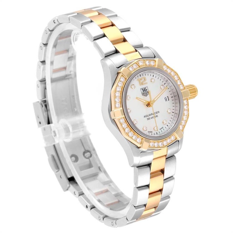 tag heuer aquaracer diamond mother of pearl bracelet watch