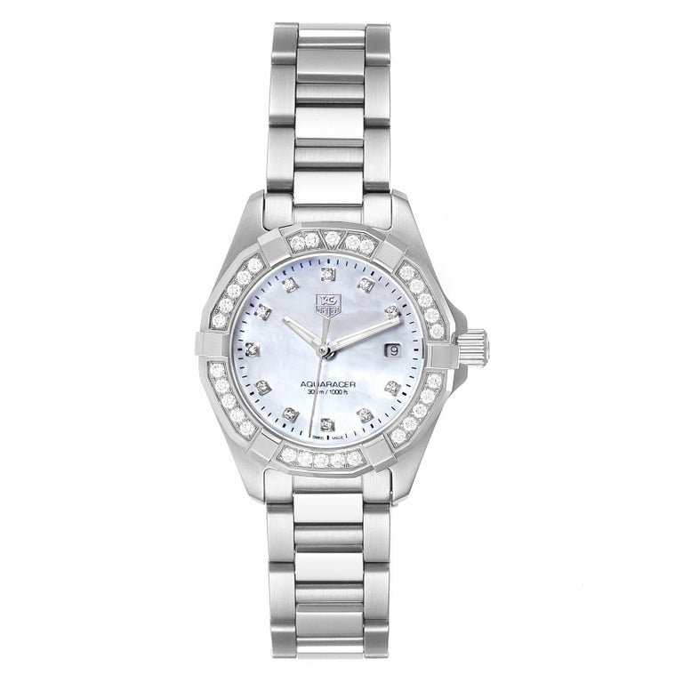 TAG Heuer Aquaracer Mother of Pearl Diamond Ladies Watch WAY1414 Box ...