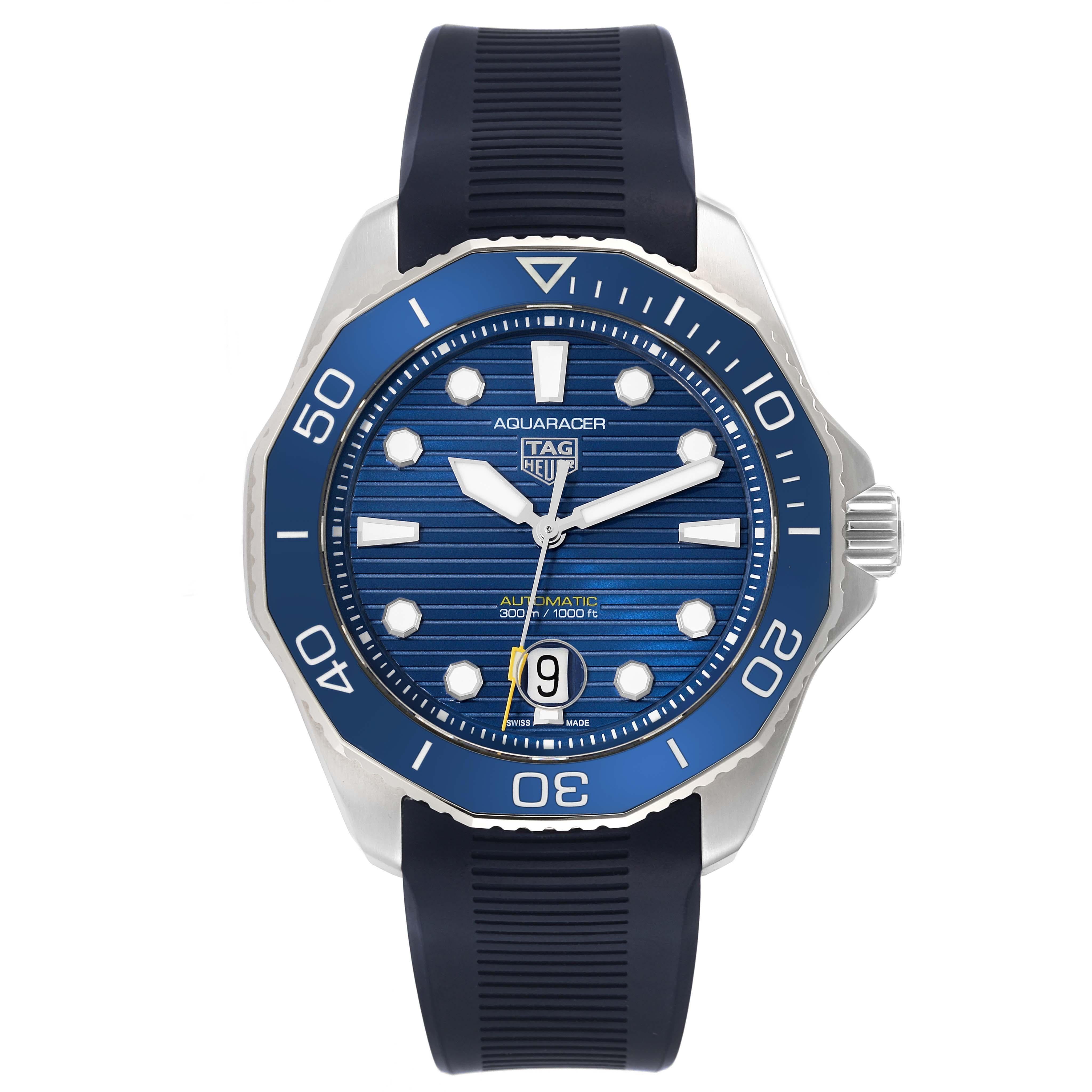 Tag Heuer Aquaracer Professional 300 Blue Dial Steel Mens Watch WBP201B Box Card For Sale 3
