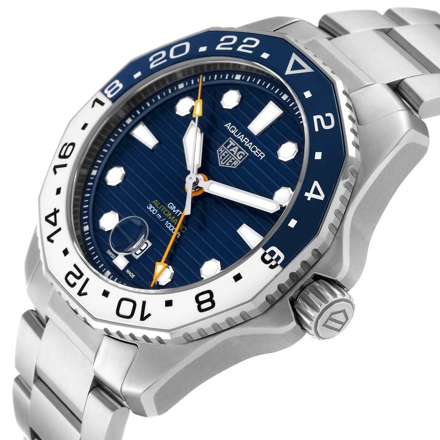 Heuer Aquaracer Professional 300 GMT Blaues Zifferblatt Stahl-Herrenuhr WBP2010 im Angebot 2
