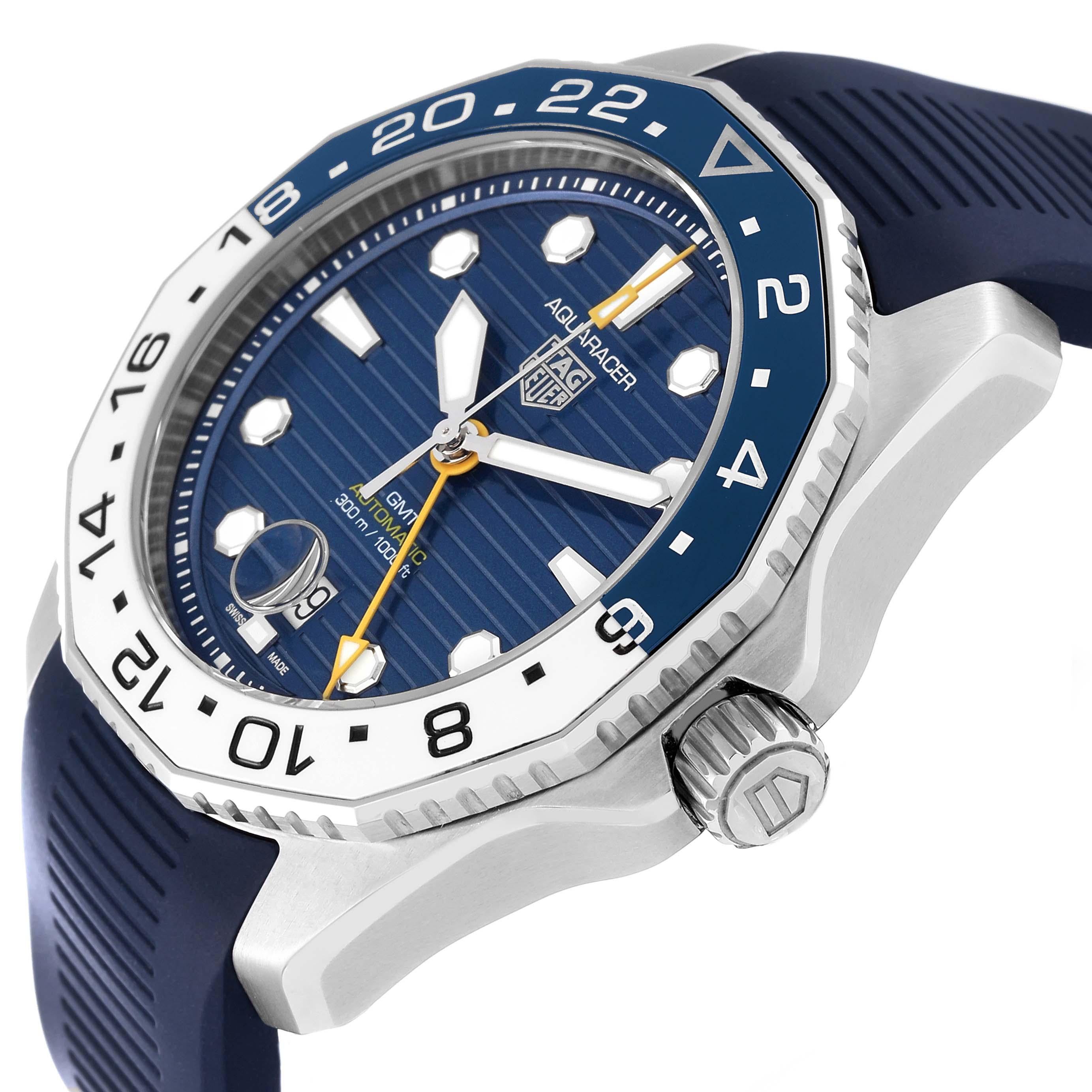 Tag Heuer Aquaracer Professional GMT Blue Dial Steel Mens Watch WBP2010 Box Card 1